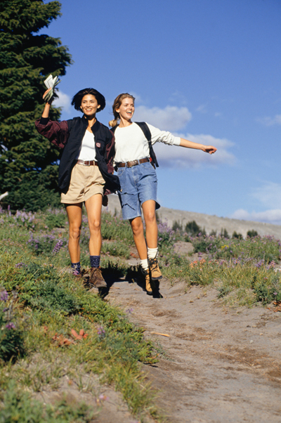 Two women enjoy hiking Two women enjoy hiking